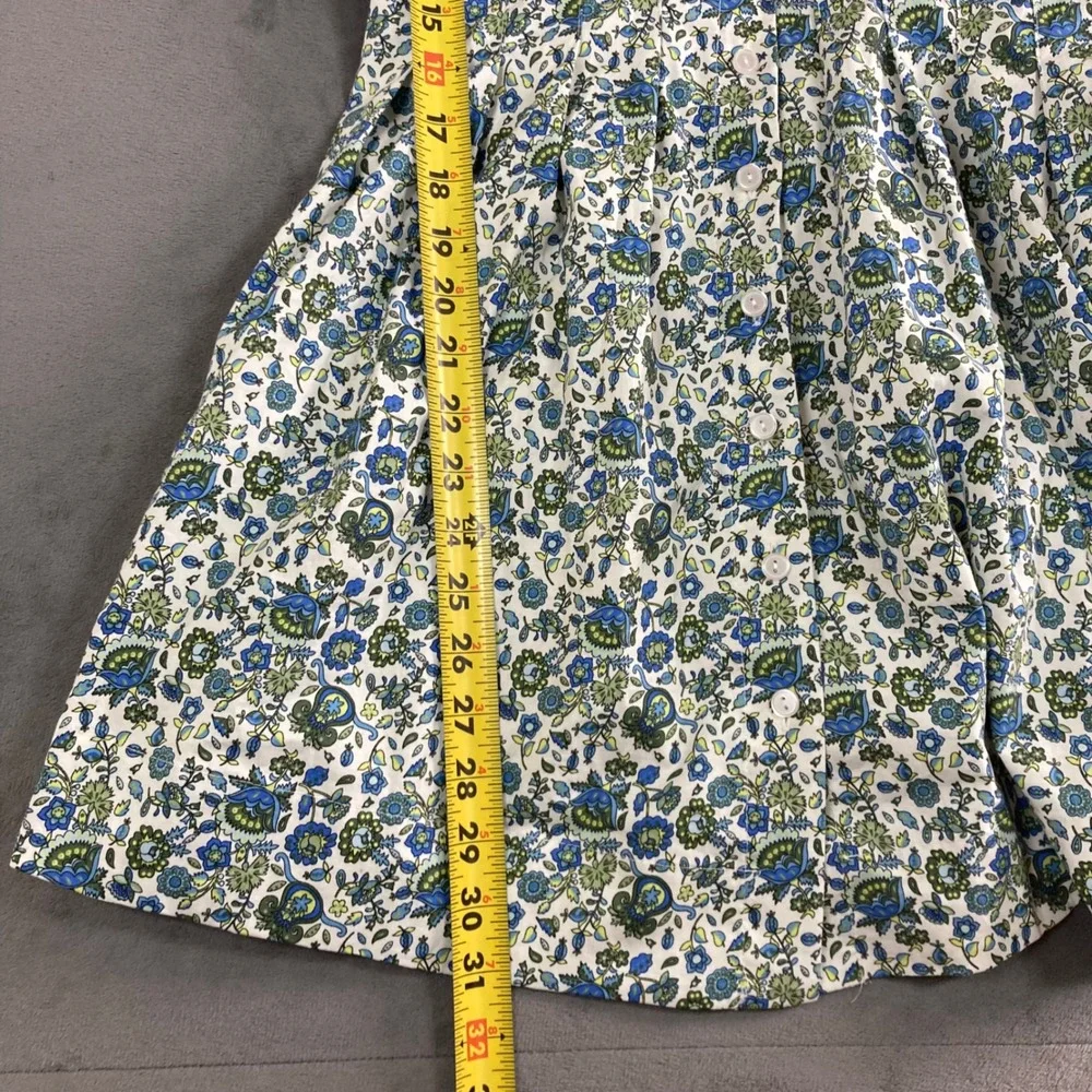 Exquise Janice Dress Blue Green Floral Paisley Button Front Shirt Dress Sz SP - Picture 8 of 9